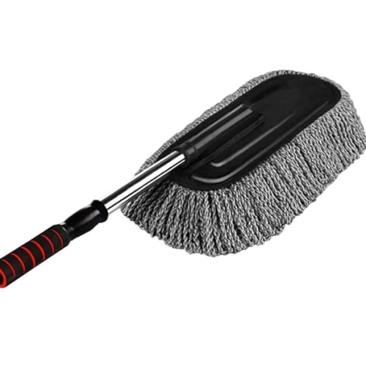 Super Soft Microfiber Car Duster for Car Cleaning with Extendable Handle | Car Cleaning Brush can use for Car, Office, Home, & Kitchen | Car Cleaning Duster - Grey
