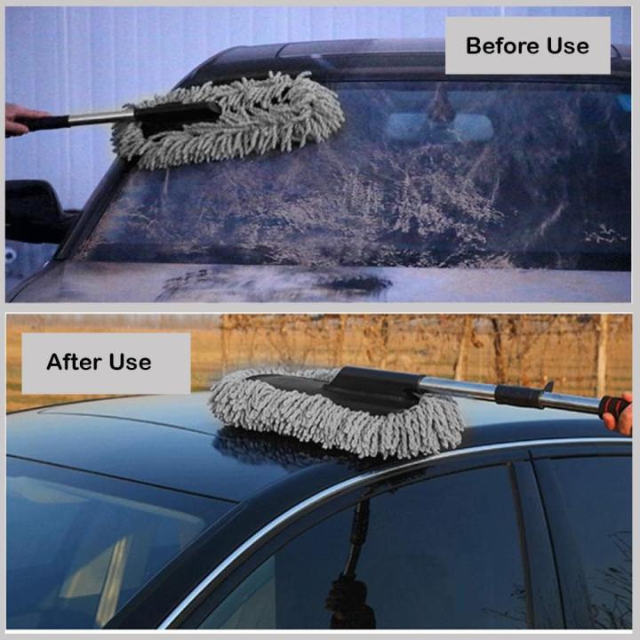 Super Soft Microfiber Car Duster for Car Cleaning with Extendable Handle | Car Cleaning Brush can use for Car, Office, Home, & Kitchen | Car Cleaning Duster - Grey