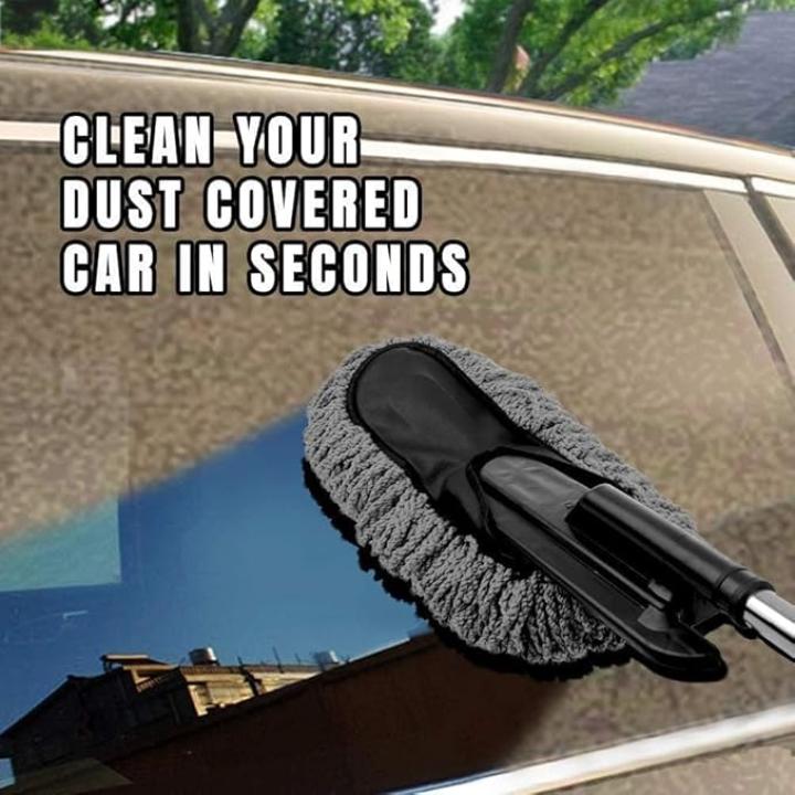 Super Soft Microfiber Car Duster for Car Cleaning with Extendable Handle | Car Cleaning Brush can use for Car, Office, Home, & Kitchen | Car Cleaning Duster - Grey