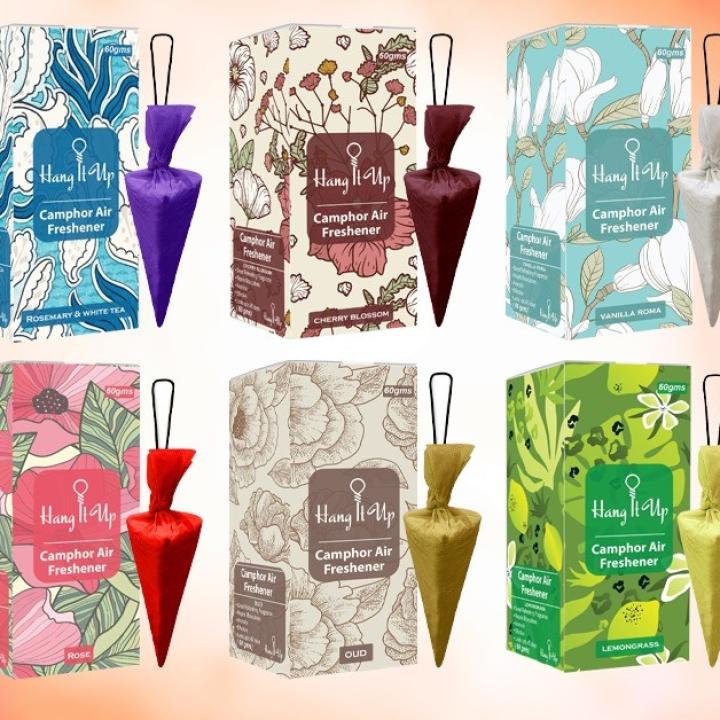 Pack of 2 | Tri Cone CamphoAir Freshner for Car | Mosquito Repellent | Wardrobe, Bathrooms, cabins