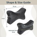 Car Headrest Pillow - Pack of 2 |100% Memory Foam - Neck Pain Relief | Cervical Pain Relief | Best for Long & Short Travel |Black Velvet, 17 x 27 x 9.5 Cm