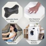 Car Headrest Pillow - Pack of 2 |100% Memory Foam - Neck Pain Relief | Cervical Pain Relief | Best for Long & Short Travel |Black Velvet, 17 x 27 x 9.5 Cm