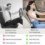 Car Headrest Pillow - Pack of 2 |100% Memory Foam - Neck Pain Relief | Cervical Pain Relief | Best for Long & Short Travel |Black Velvet, 17 x 27 x 9.5 Cm