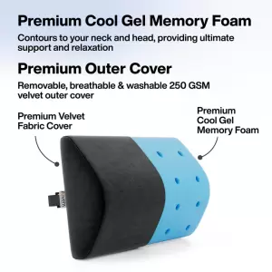 ASVA Neck Rest Cushion | Orthopedic Velvet Memory Foam Pillow | For Neck, Head, Shoulder Support -1 Pc (Colour-Black Velvet)