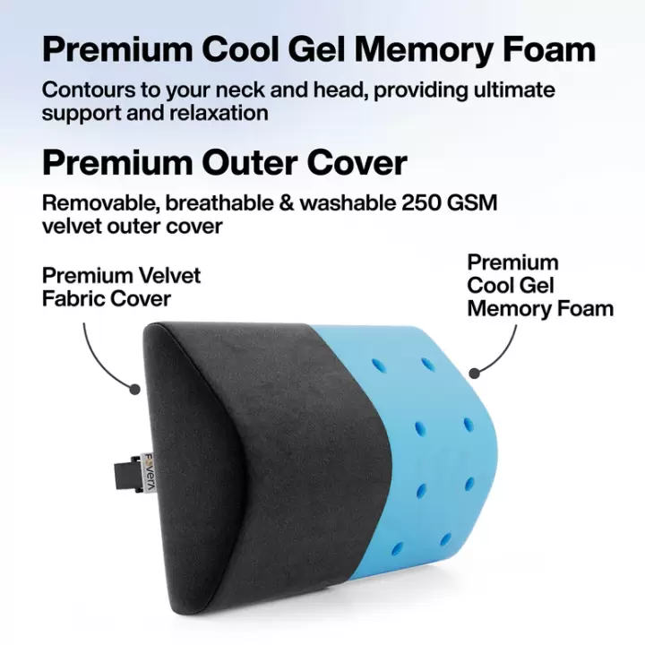 ASVA Neck Rest Cushion | Orthopedic Velvet Memory Foam Pillow | For Neck, Head, Shoulder Support -1 Pc (Colour-Black Velvet)