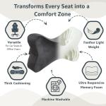 Car Headrest Pillow - Pack of 2 |100% Memory Foam - Neck Pain Relief | Cervical Pain Relief | Best for Long & Short Travel |Black Velvet, 17 x 27 x 9.5 Cm