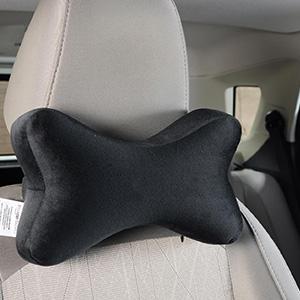 Car Headrest Pillow - Pack of 2 |100% Memory Foam - Neck Pain Relief | Cervical Pain Relief | Best for Long & Short Travel |Black Velvet, 17 x 27 x 9.5 Cm